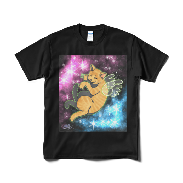 なぜか宇宙ネコ！Tシャツ（短納期） - M - ブラック