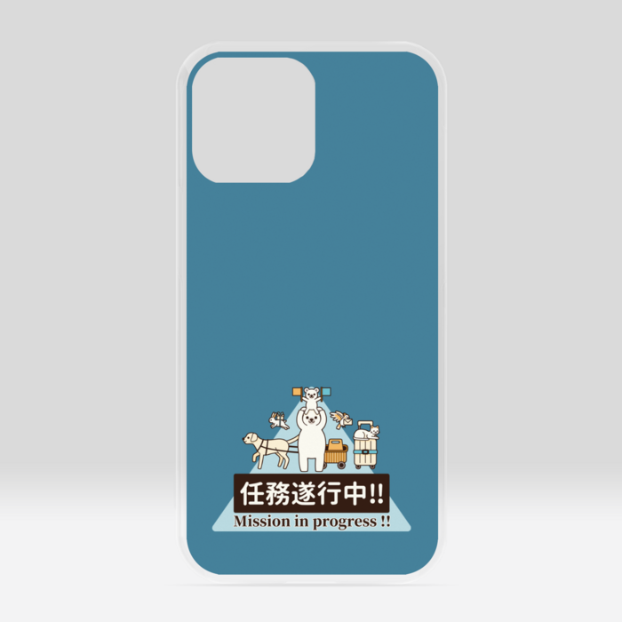クリアiPhoneケース　くすみ青緑色　iPhone 13ProMax