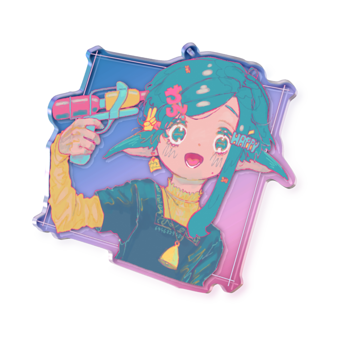 オーロラアクリルキーホルダー - 100 × 100mm