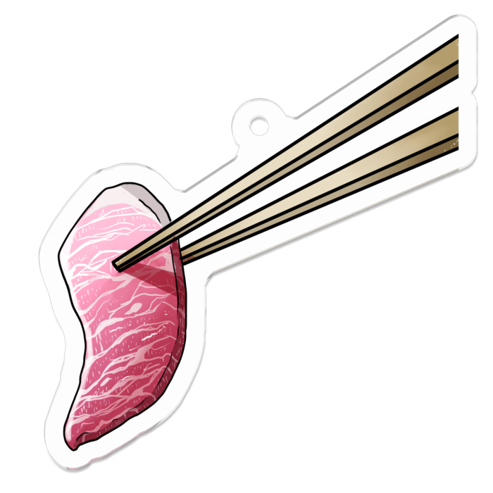 焼く前のお肉アクリルキーホルダー - 50 x 50 (mm)(1)