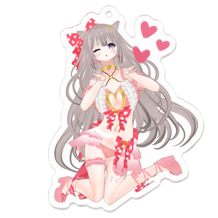 ウィンク♡Pink ver.キーホルダー(裏面コーティング)(Wink♡Pink ver.keychain back side coated)- 70 x 70 (mm)