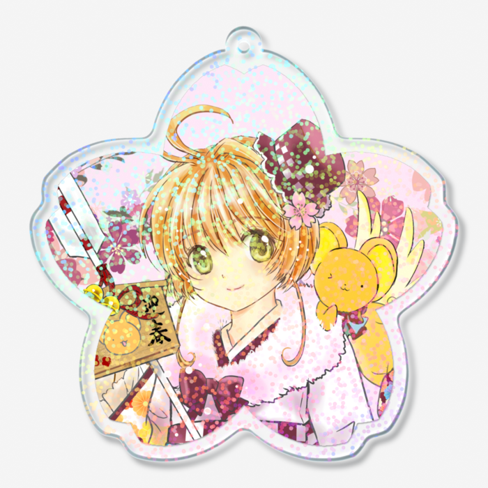ホログラムアクリルキーホルダー - 70 × 70mm(着物ドレス)