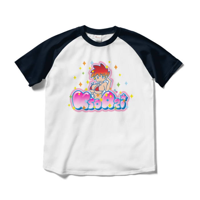ラグランTシャツ - M - ホワイト×ネイビー