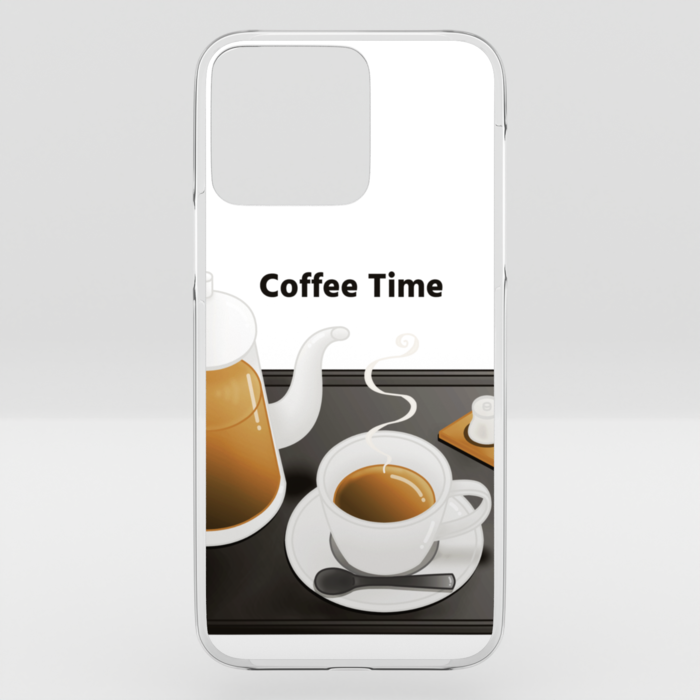 クリアiPhoneケース　珈琲×白背景　iPhone 14ProMax