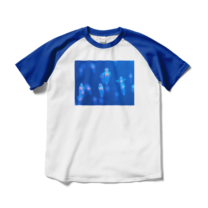 ラグランTシャツ - M - ホワイト×ロイヤルブルー