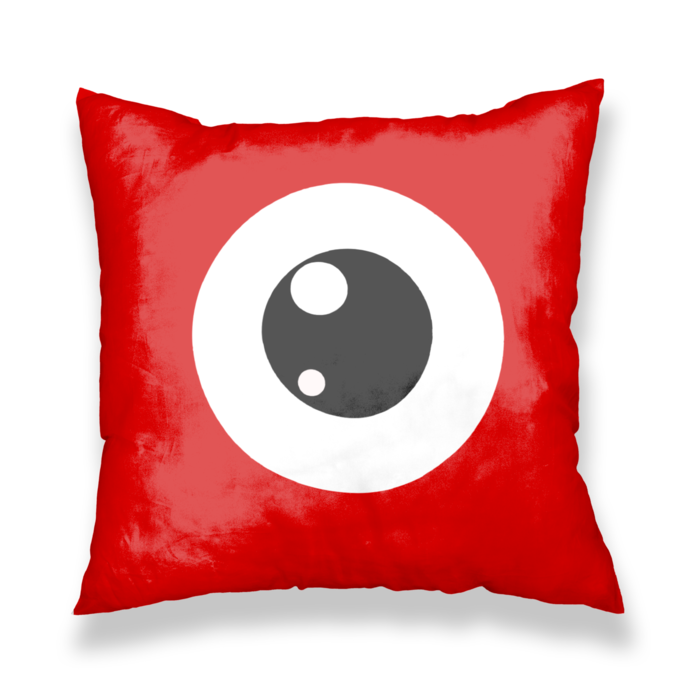 めだまクッションカバー(レッド) - 450x450(mm)