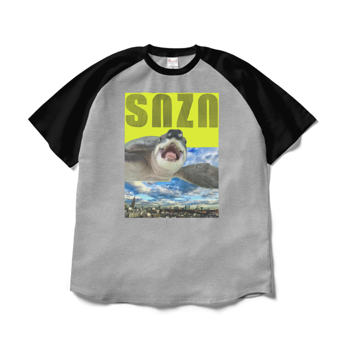 ラグランTシャツ - XL - 杢グレー×ブラック