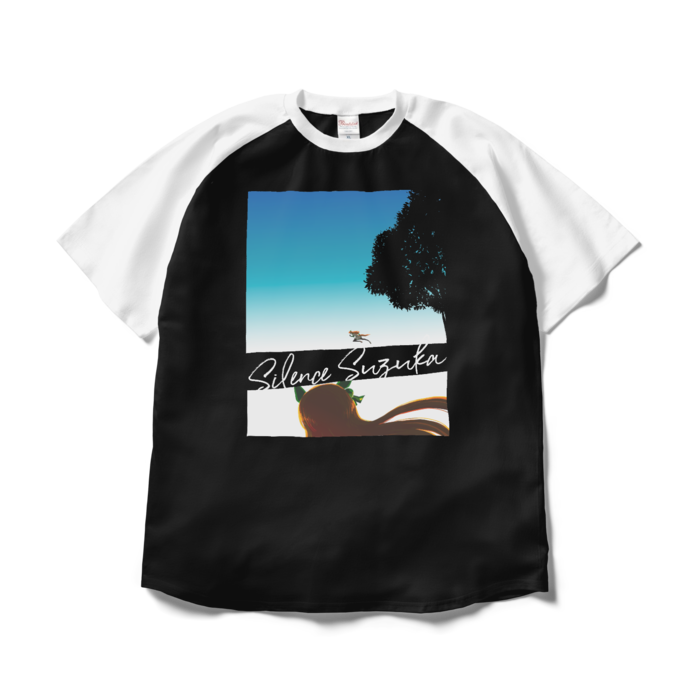 ラグランTシャツ - XL - ブラック×ホワイト