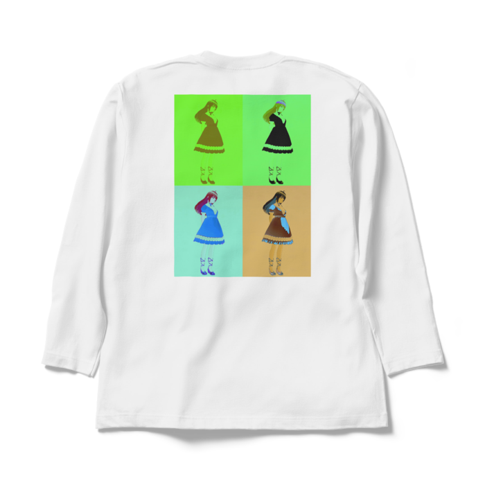 白ロングスリーブTシャツ - XL - (緑模様)