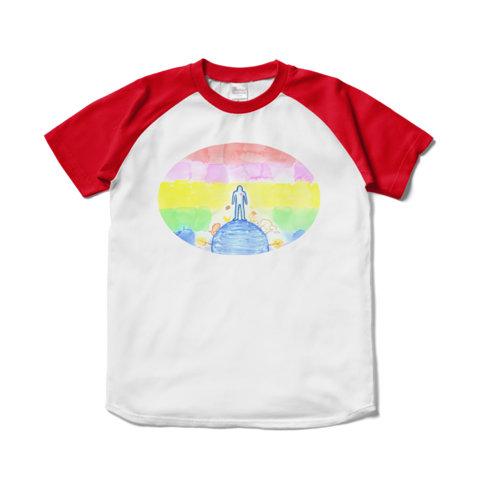 ラグランTシャツ - S - ホワイト×レッド