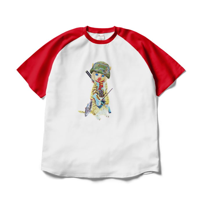 ラグランTシャツ - XL - ホワイト×レッド