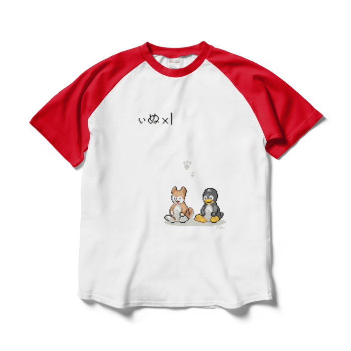ラグランTシャツ - L - ホワイト×レッド
