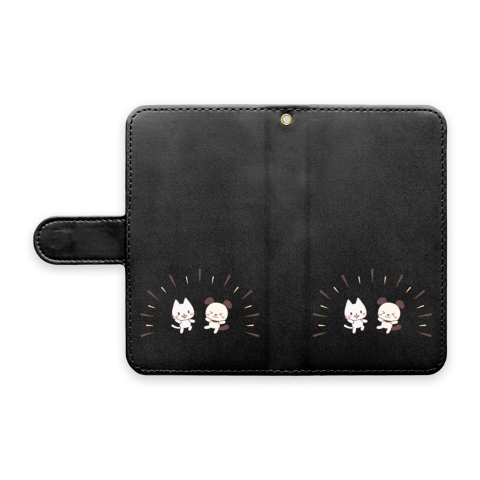 手帳型Androidケース　ストラップ穴あり　黒色（ブラック）　S（小）