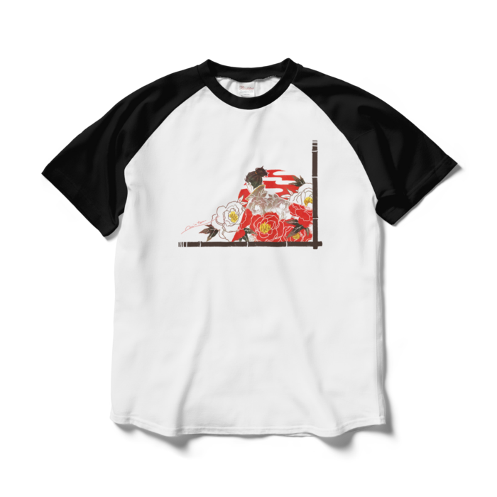 ラグランTシャツ - L - ホワイト×ブラック(2)