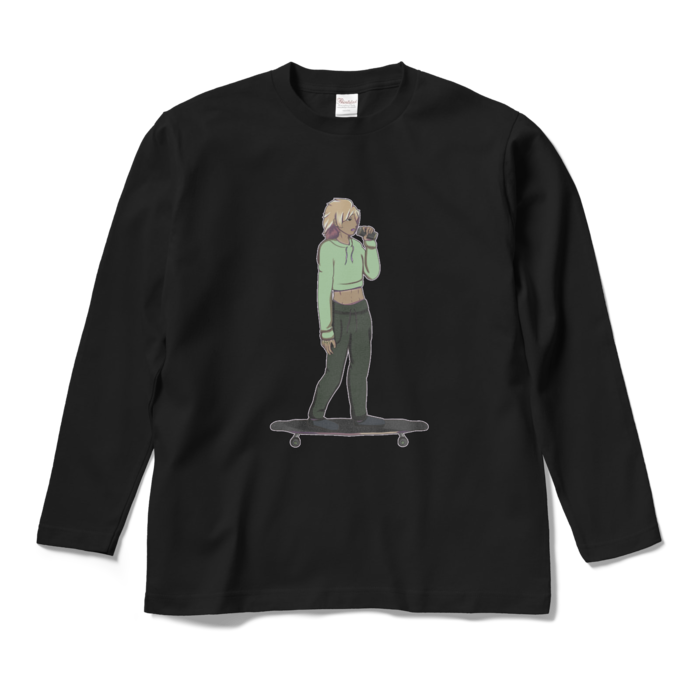 ロングスリーブTシャツ - M - ブラック　両面