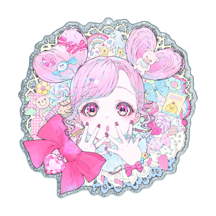 ラメアクリルキーホルダー - 100 × 100mm