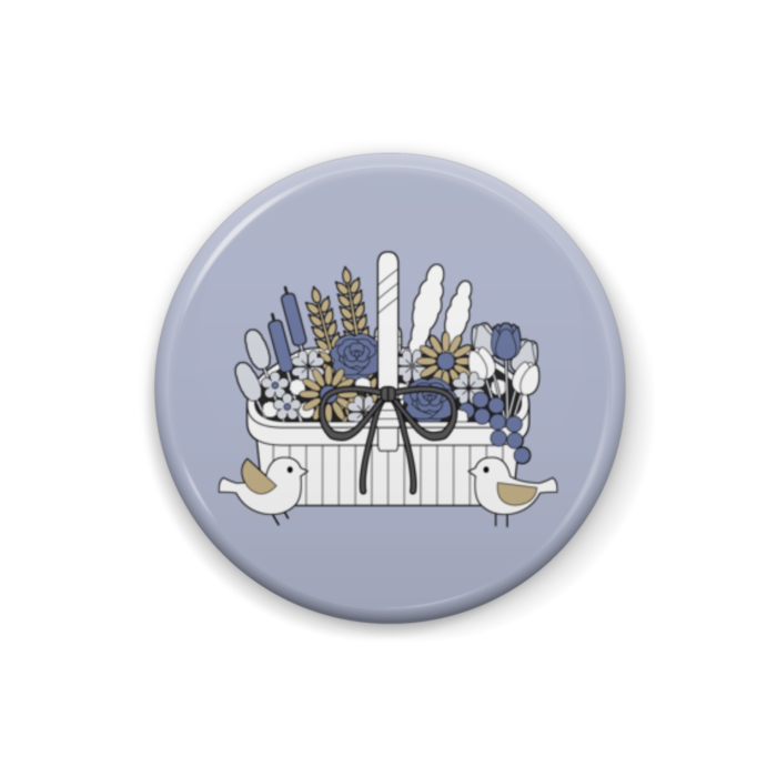 缶バッジA　円形　くすみブルー　直径25mm