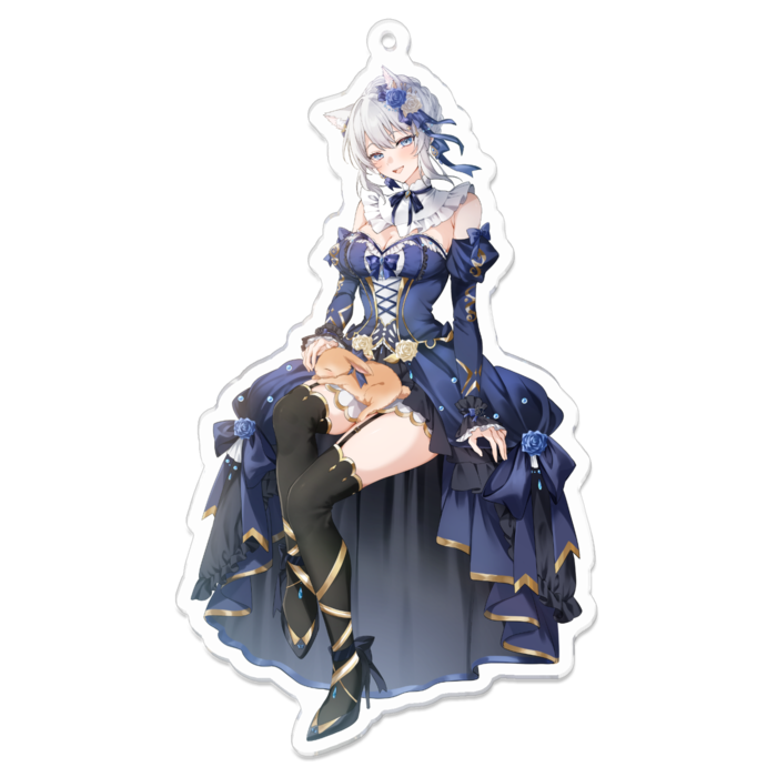 猫耳のりあ（青目）アクリルキーホルダー - 100 x 100 (mm)