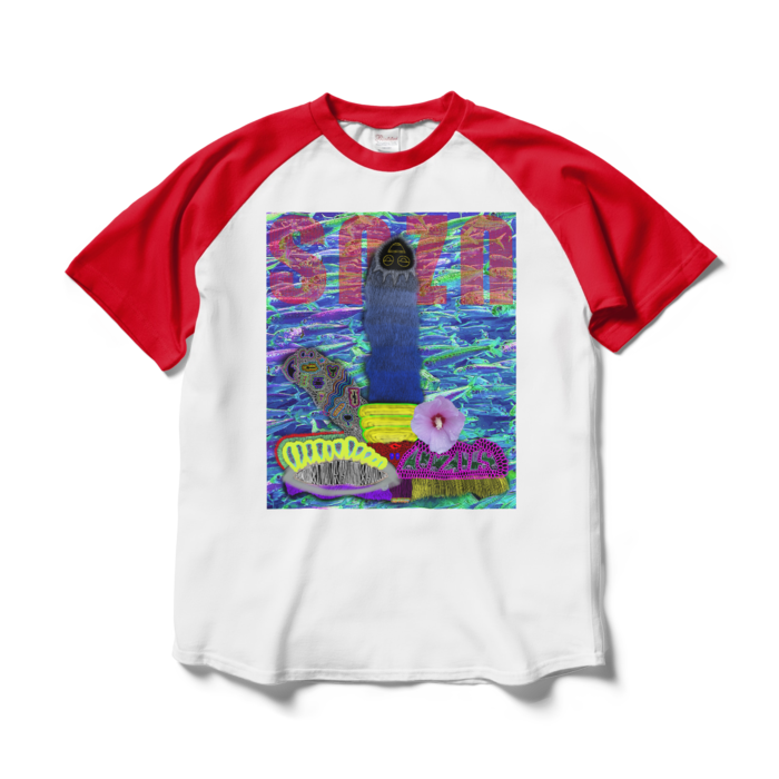 ラグランTシャツ - L - ホワイト×レッド