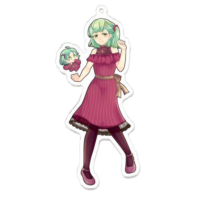 新衣装赤色アクリルキーホルダー - 100 x 100 (mm)(1)