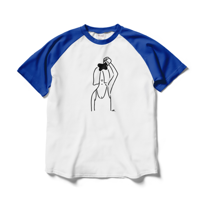 ラグランTシャツ - L - ホワイト×ロイヤルブルー