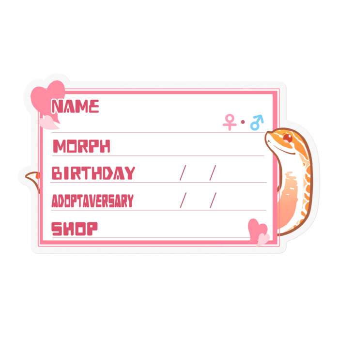 【🐍お名前ステッカー】シシバナ(アルビノ) ‐ ハート／ピンク(英語)