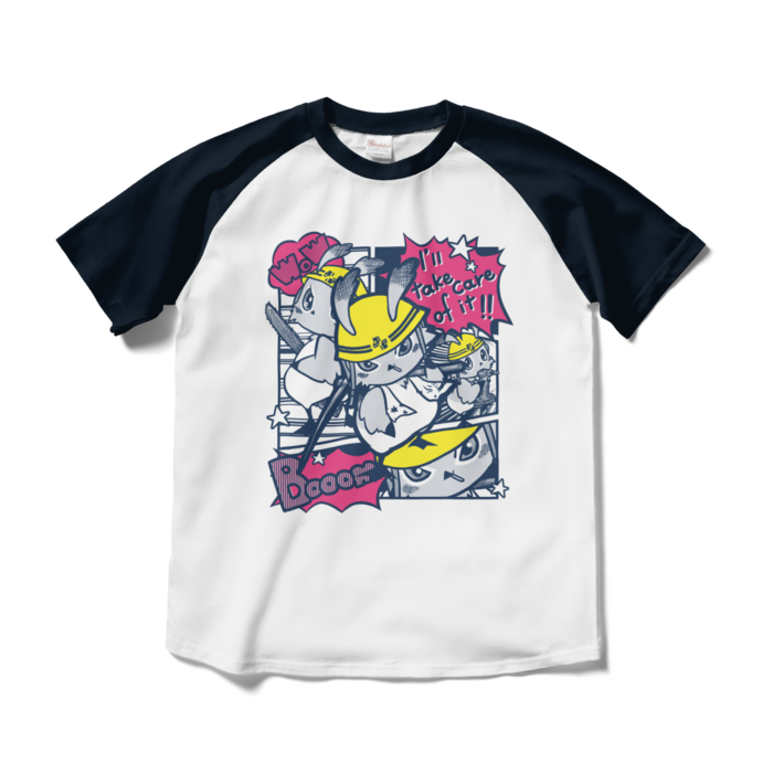 ラグランTシャツ - M - ホワイト×ネイビー