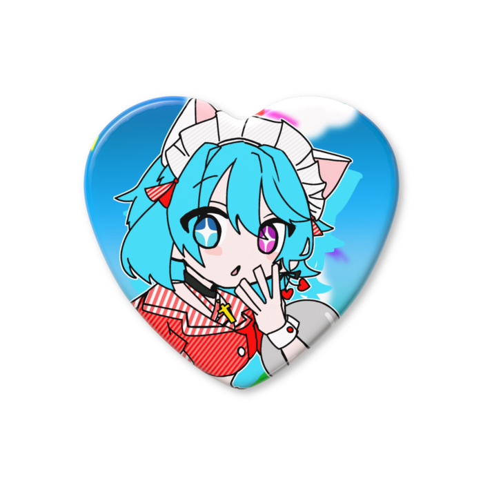 ハート缶バッジ - 52.5 × 57mm