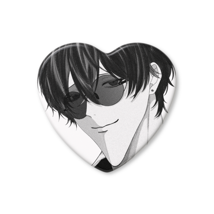 ハート缶バッジ - 57 × 52.5mm