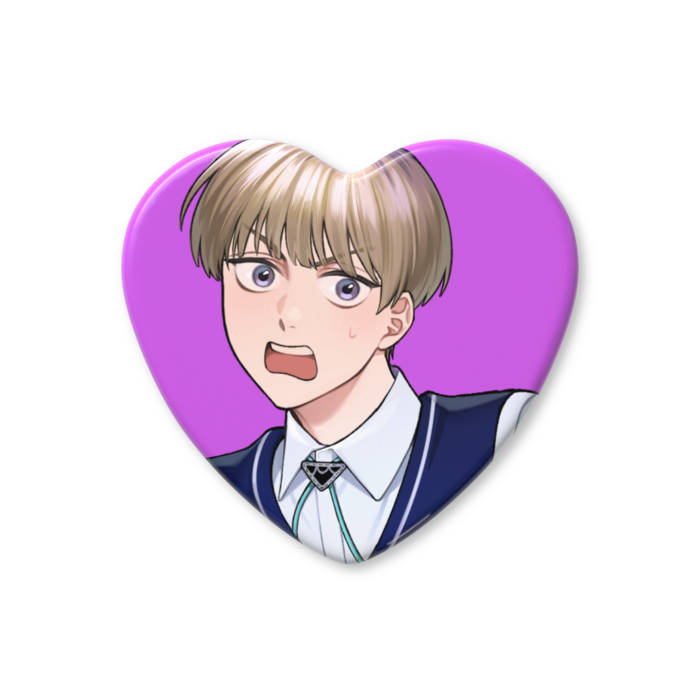 白鳥照喜ハート缶バッジ - 57 × 52.5mm