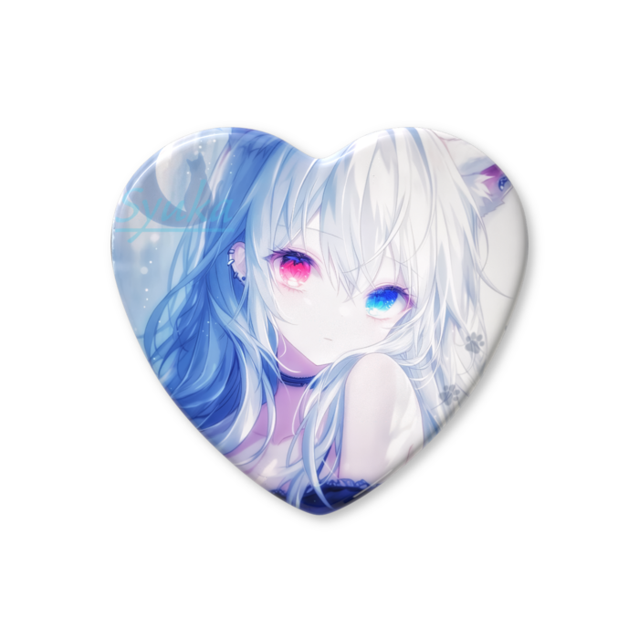 ハート缶バッジ - 57 × 52.5mm