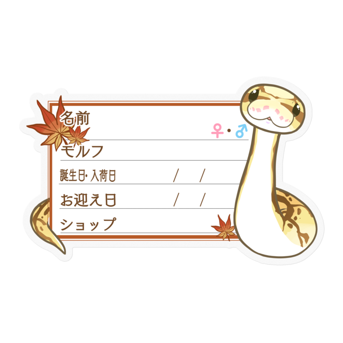 【🐍お名前ステッカー】ボールパイソン(クイーンビー) ‐もみじ