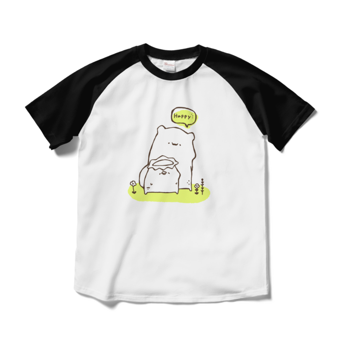 ラグランTシャツ - M - ホワイト×ブラック