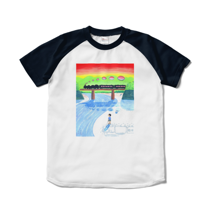 ラグランTシャツ - S - ホワイト×ネイビー