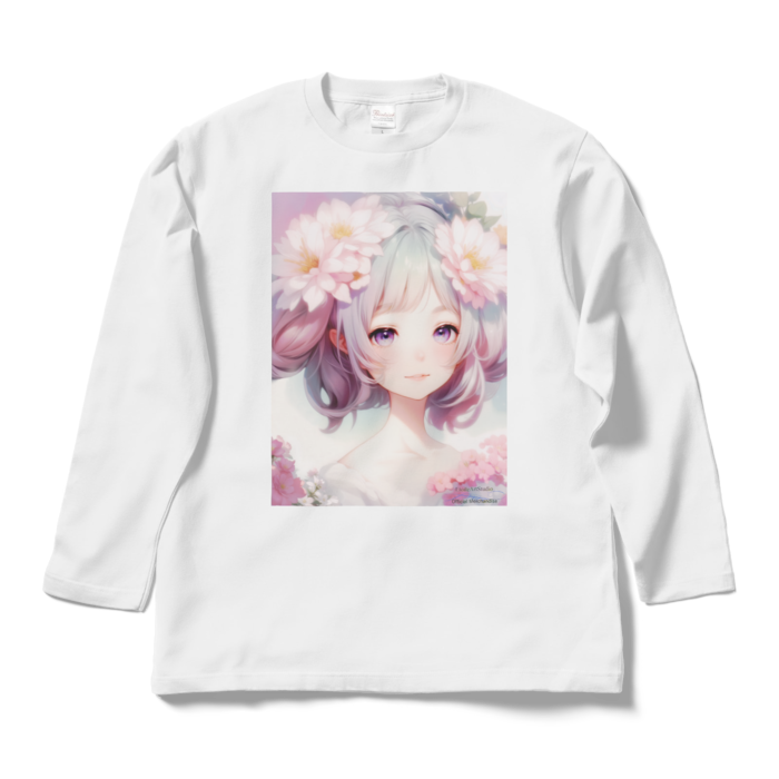 (両面プリント)「夢見る瞳3」長袖カラーTシャツ - L - ホワイト