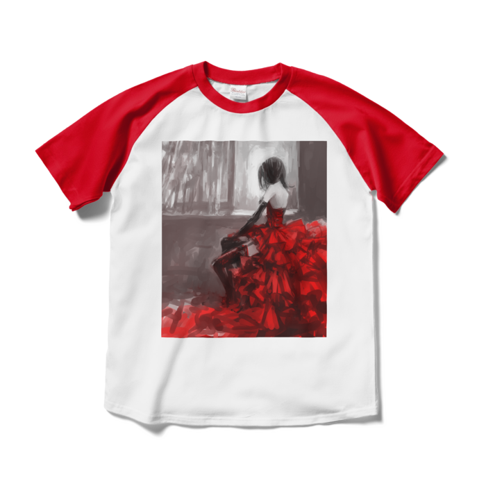 ラグランTシャツ - M - ホワイト×レッド