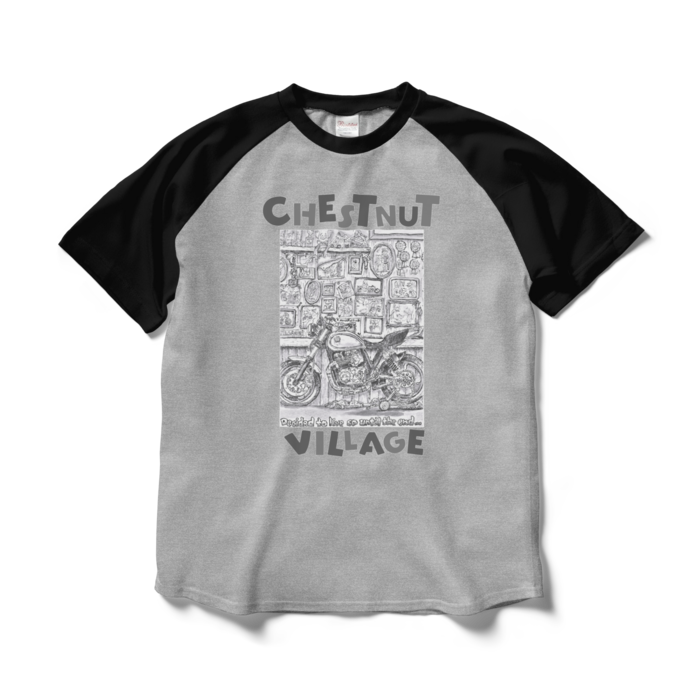 ラグランTシャツ - L - 杢グレー×ブラック