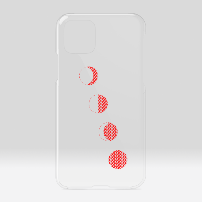 クリアiPhoneケース・文様月・赤：iPhone11Pro