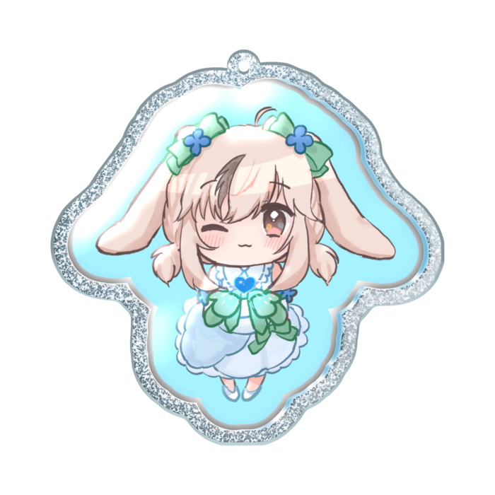 ラメアクリルキーホルダー 【青ハート】- 70 × 70mm