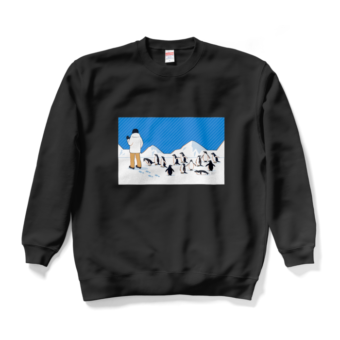 スウェット　青色×黒色　XL