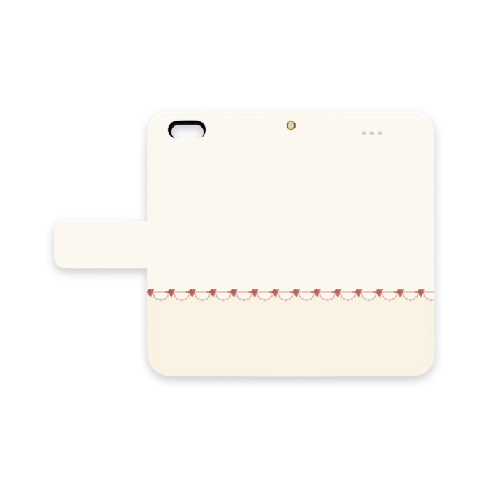 手帳型iPhoneケース　iPhone 6 / 6s　ベルトあり＋穴あり　赤薔薇×ベージュ