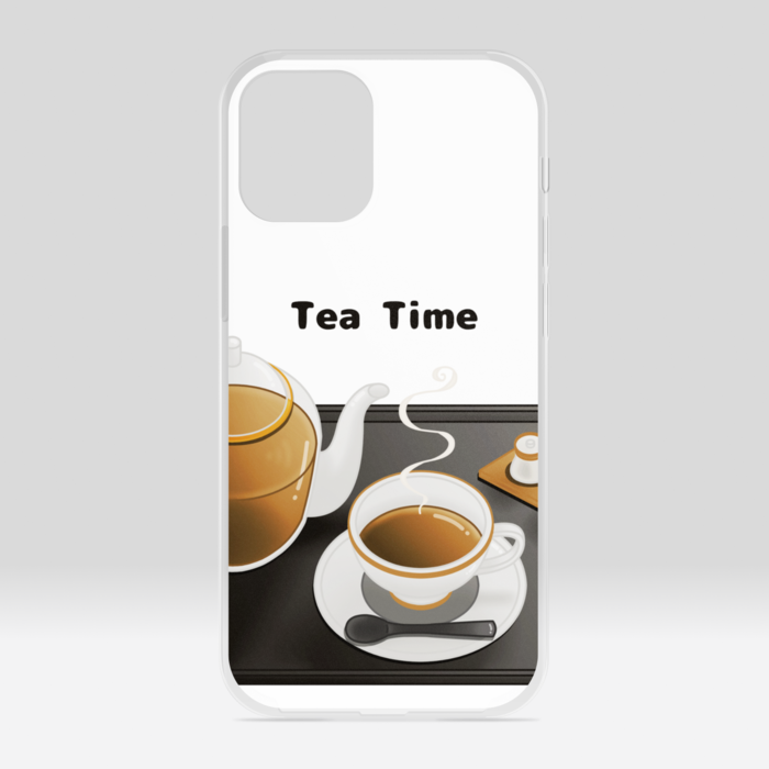 クリアiPhoneケース　紅茶×白背景　iPhone 12mini