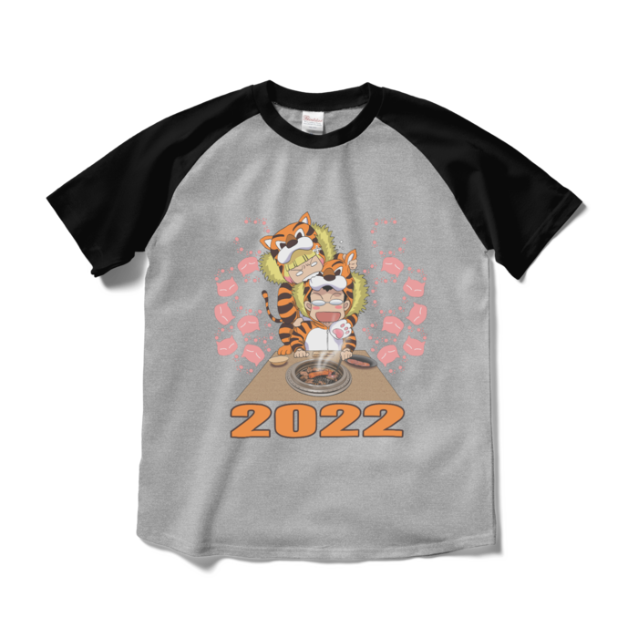 ラグランTシャツ - M - 杢グレー×ブラック