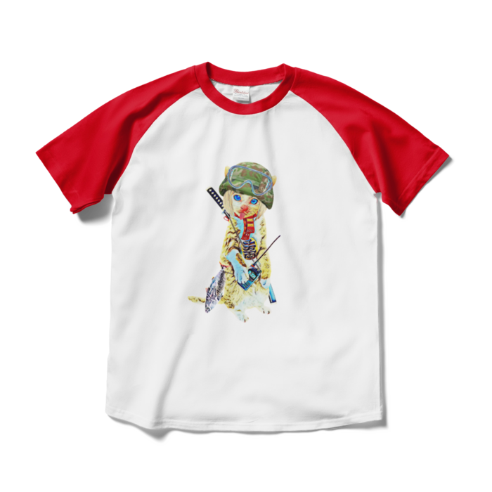 ラグランTシャツ - M - ホワイト×レッド