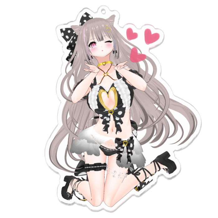 ウィンク♡Black ver.キーホルダー(通常版)(Wink♡Black ver.keychain standard)- 100 x 100 (mm)