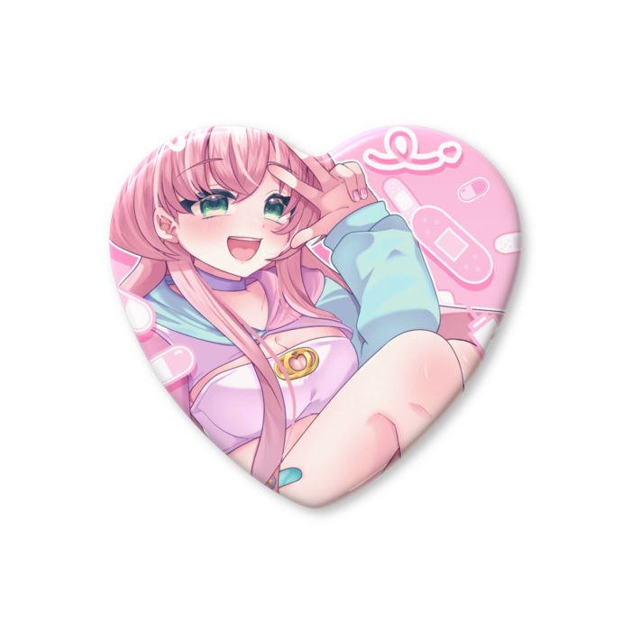 ハート缶バッジ - 57 × 52.5mm