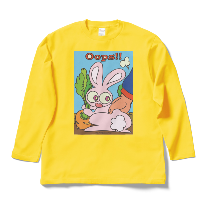 ロングスリーブtシャツ 全8色 オレンジ デイジー ホワイト ライトピンク レッド ターコイズ アーミーグリーン ブラック うっかりうさぎ Orange Yellow White Light Pink Red Turquoise Blue Army Green Or Black Long Sleeves T Shirt Oops Bunny