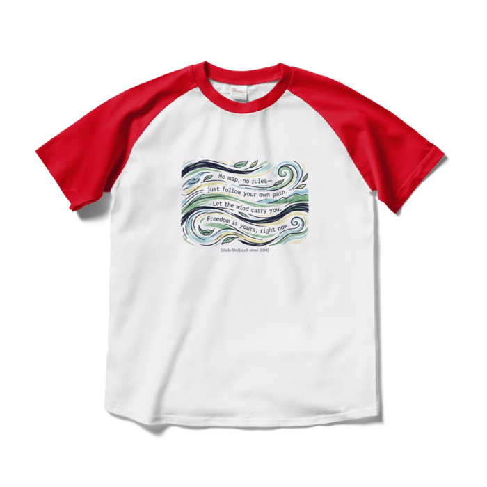 ラグランTシャツ - M - ホワイト×レッド