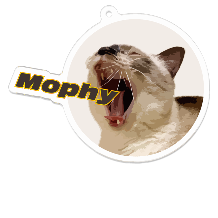 ﾈｺﾁｬﾝあくびアクリルキーホルダー - 70 x 70 (mm)