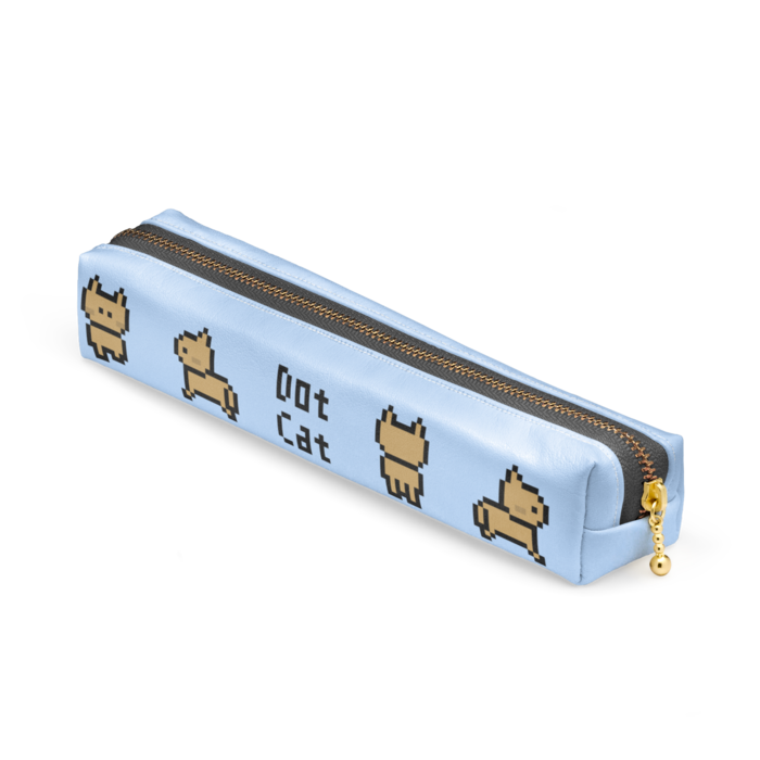 ペンケース - 20 x 4 x 4cm - 背景青 - ファスナー黒